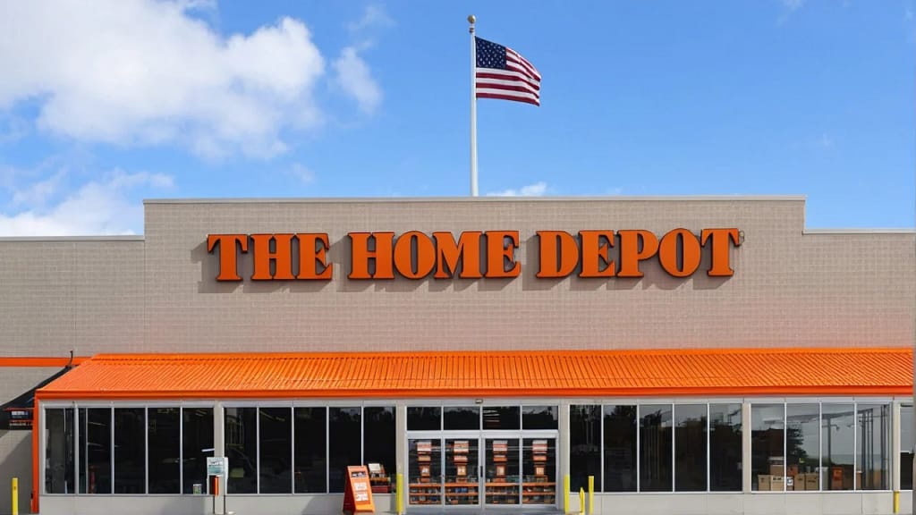 Home Depot Near Me in San Bernardino exterior front entrance of South Congress store with large signage and parking