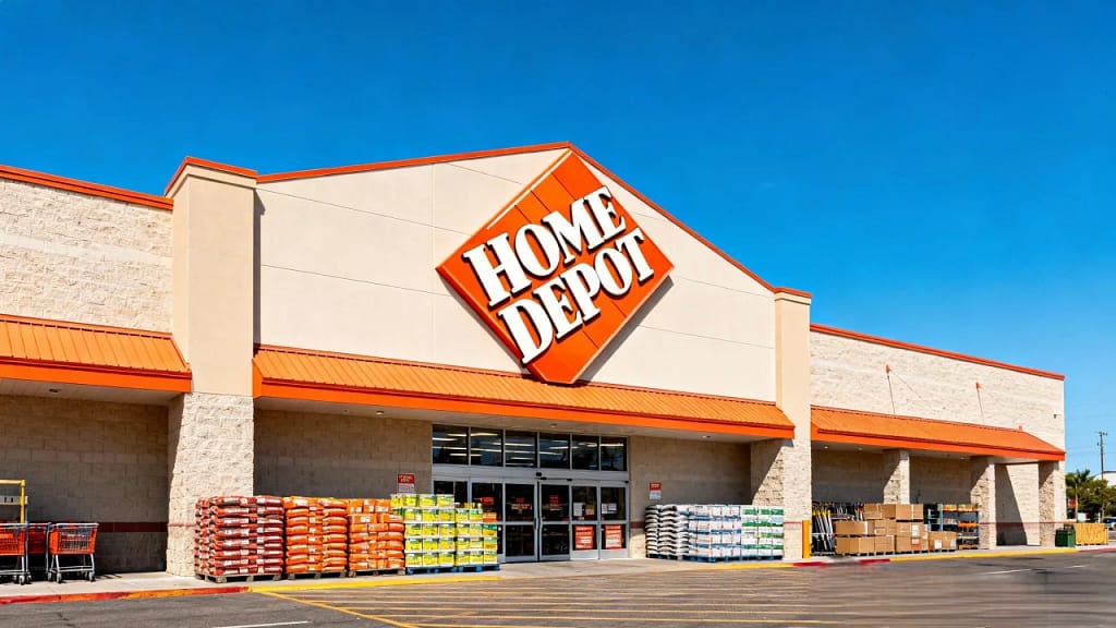 Home Depot near me in Lubbock main store exterior with clear view of entrance and building